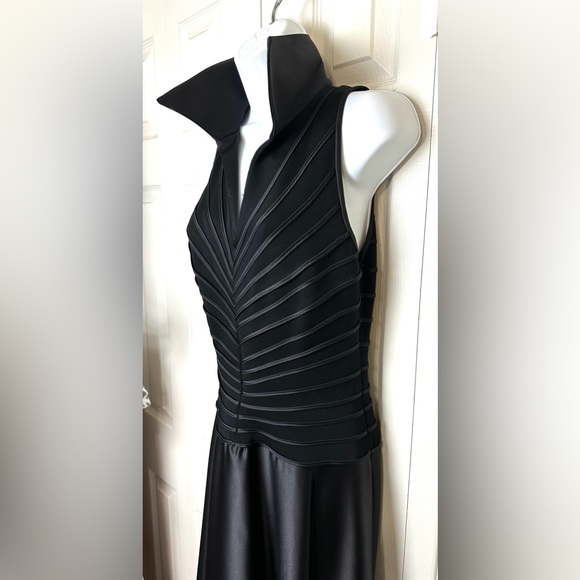 New TADASHI SHOJI Black Evening Gown Black Tie Party Maxi Collared Formal Wear - Picture 6 of 12